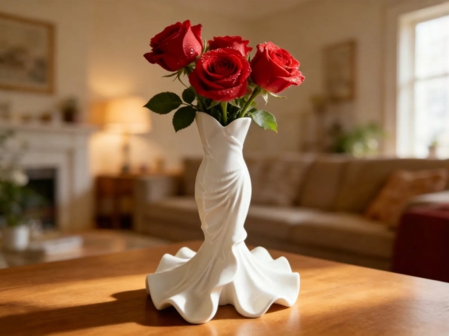 Vase en forme de robe de mariée sirène bustier – 20 cm