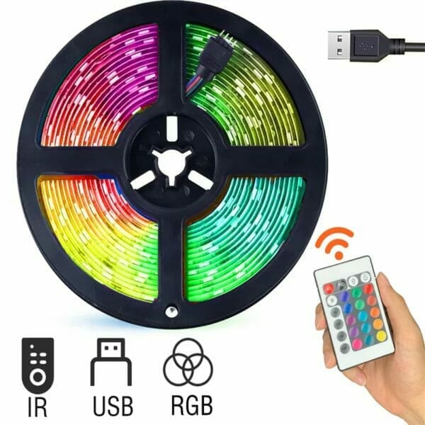 Bande LED RGB 5V USB IR - 3 mètres