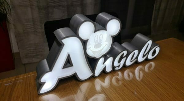 Angelo + Mickey 50cm avec éclairage.